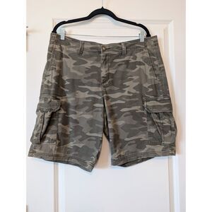 George Cargo Shorts Mens 36 Green Army Camouflage Mid Rise 9" Inseam Camo Casual